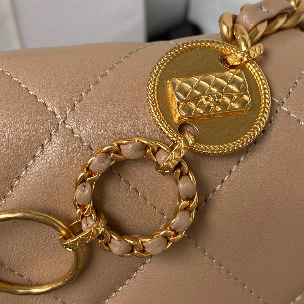 Chanel AS4274 Mini Flap Bag Lambskin Dark Apricot
