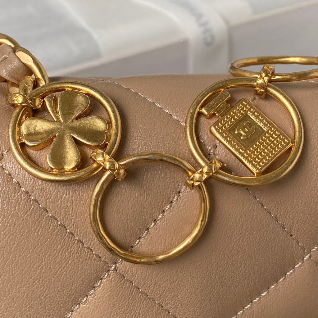 Chanel AS4274 Mini Flap Bag Lambskin Dark Apricot