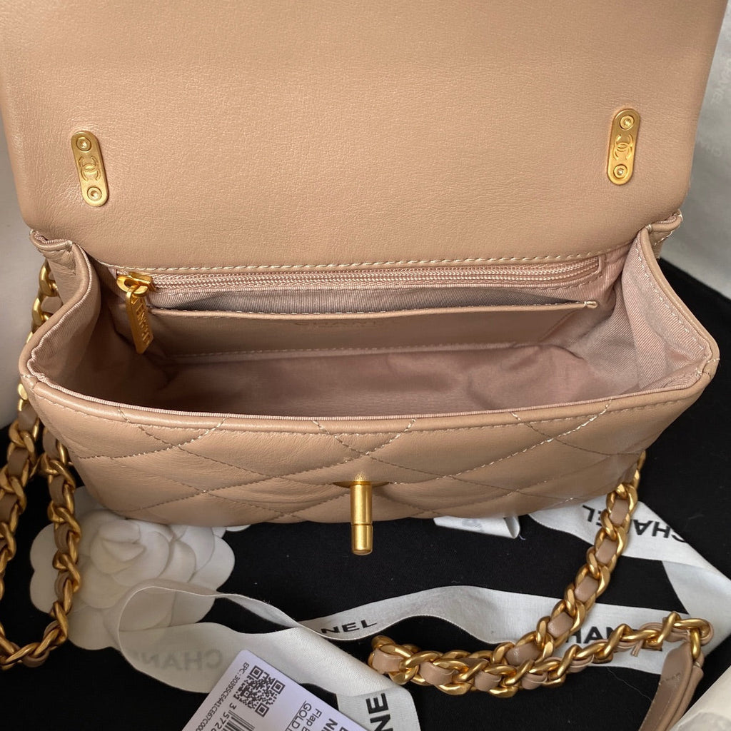 Chanel AS4274 Mini Flap Bag Lambskin Dark Apricot