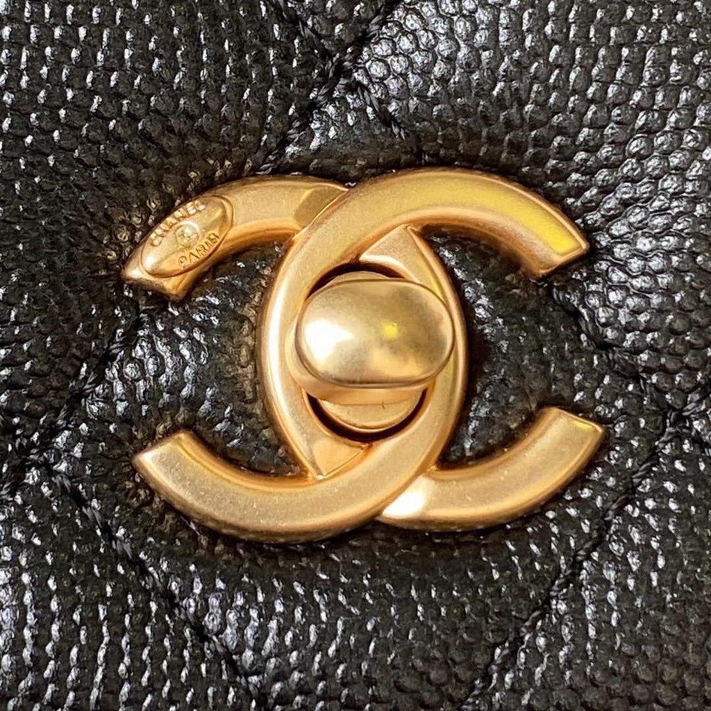 Chanel AS4284 Mini flap bag with top handle Calfskin Black
