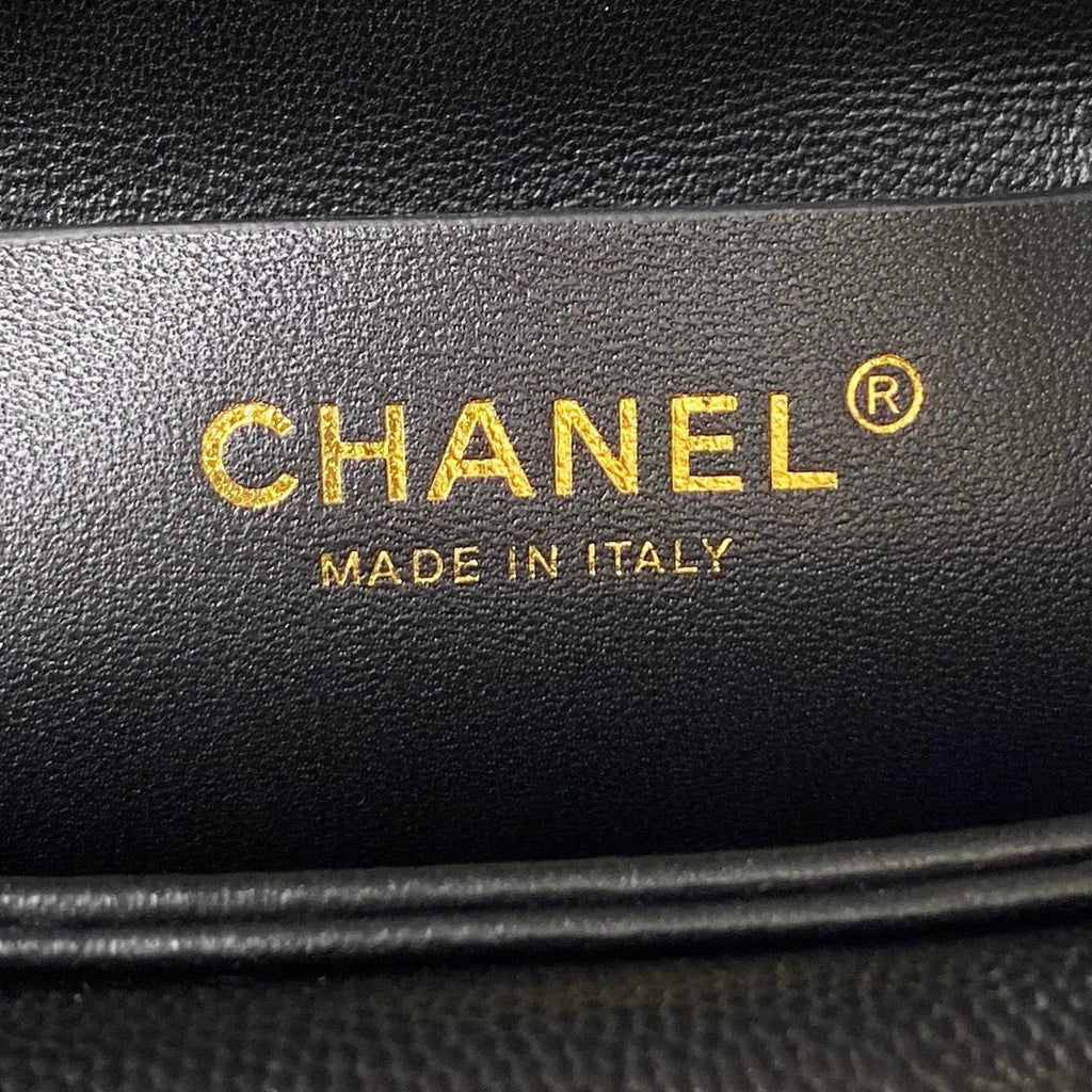 Chanel AS4284 Mini flap bag with top handle Calfskin Black