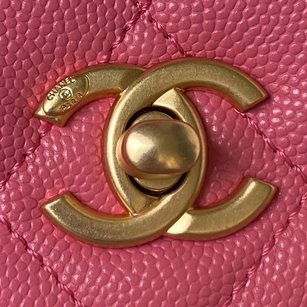Chanel AS4284 Mini flap bag with top handle Calfskin Plum