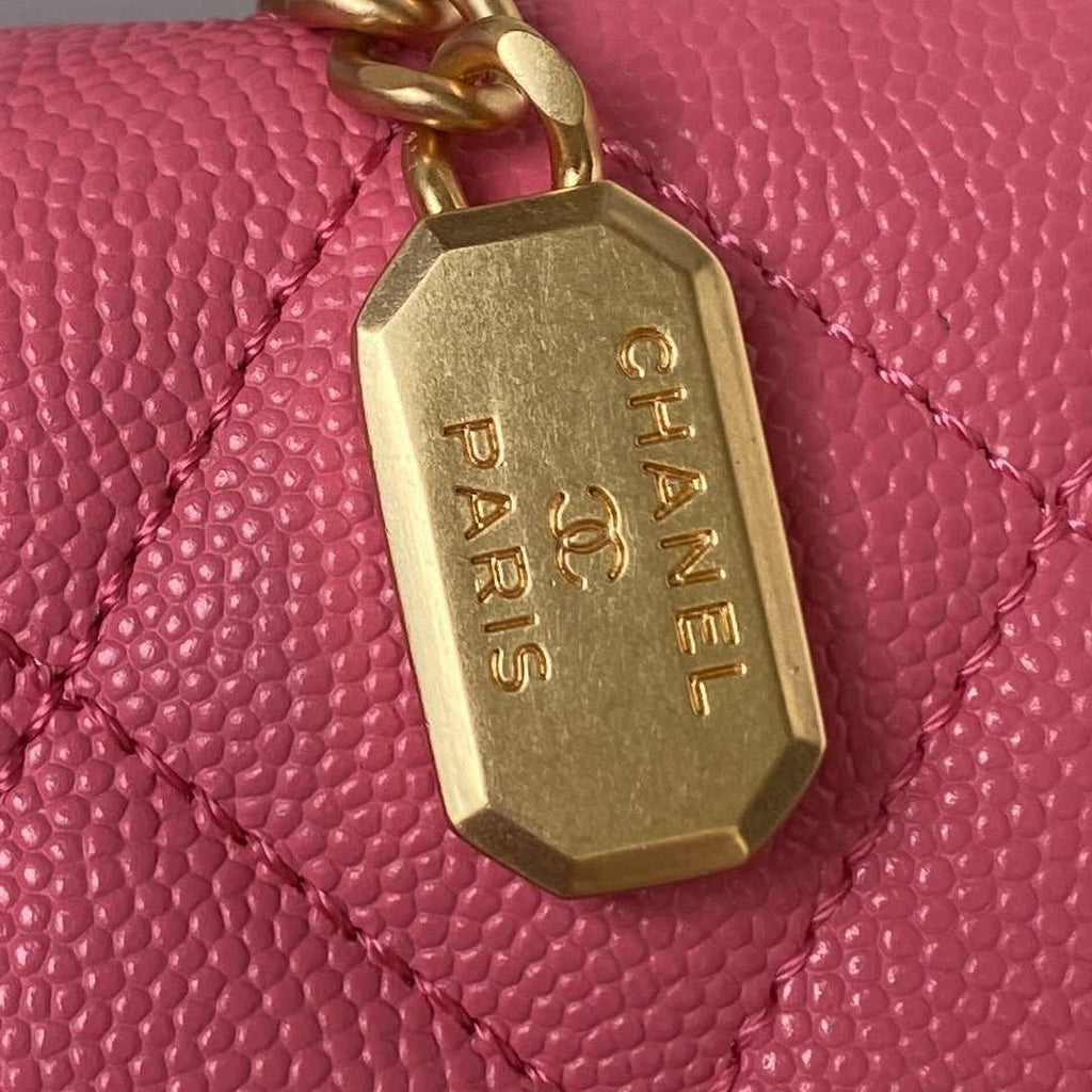 Chanel AS4284 Mini flap bag with top handle Calfskin Plum