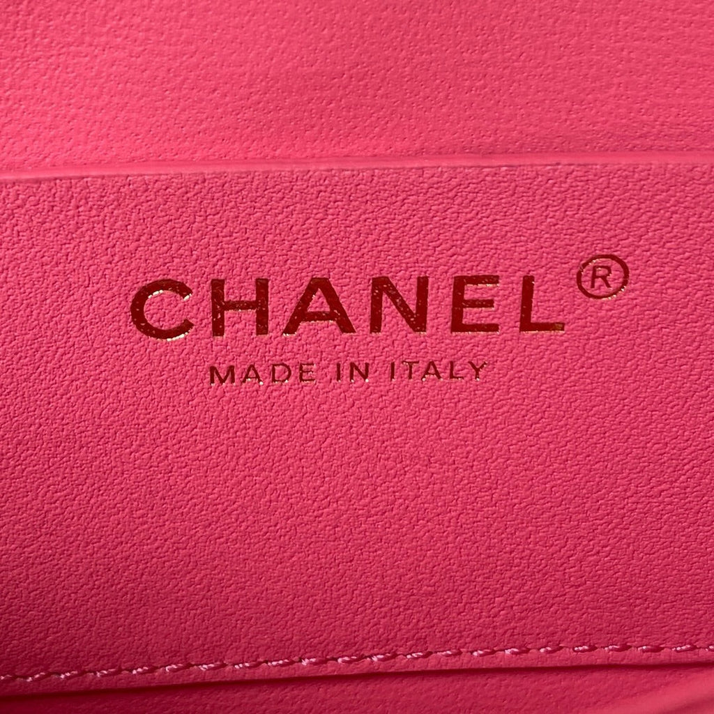 Chanel AS4284 Mini flap bag with top handle Calfskin Plum
