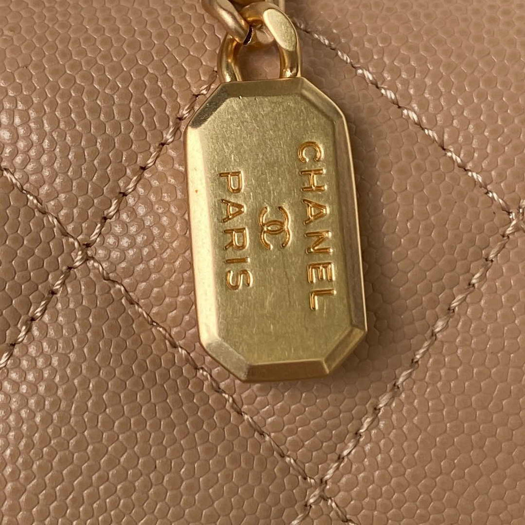 Chanel AS4284 Mini flap bag with top handle Calfskin Apricot