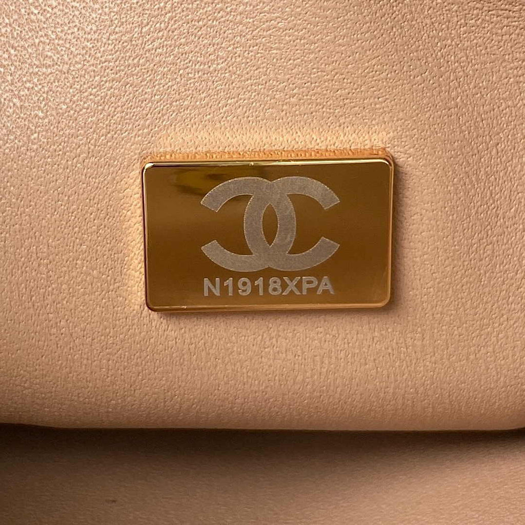 Chanel AS4284 Mini flap bag with top handle Calfskin Apricot