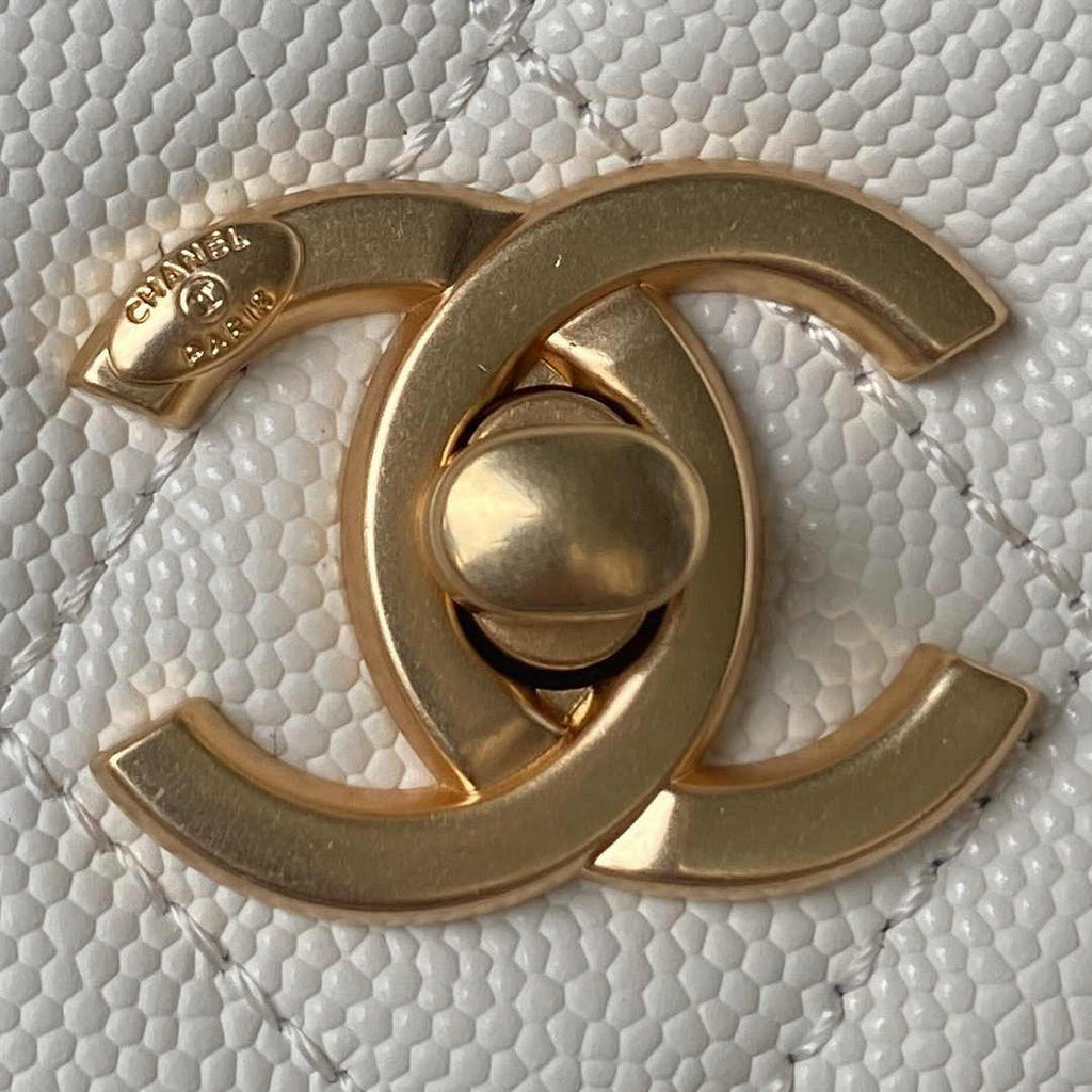 Chanel AS4286 Small flap bag with top handle Calfskin Beige