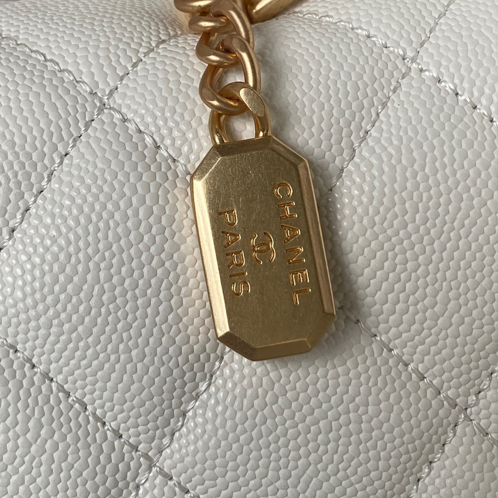 Chanel AS4286 Small flap bag with top handle Calfskin Beige