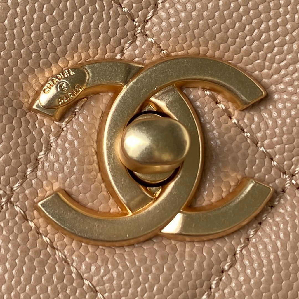 Chanel AS4286 Small flap bag with top handle Calfskin Apricot