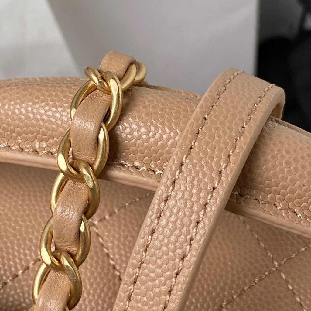 Chanel AS4286 Small flap bag with top handle Calfskin Apricot