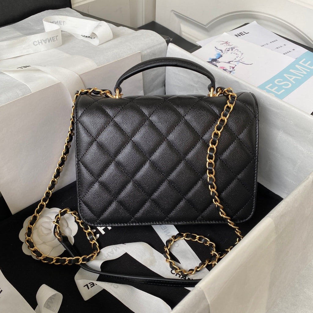 Chanel AS4286 Small flap bag with top handle Calfskin Black
