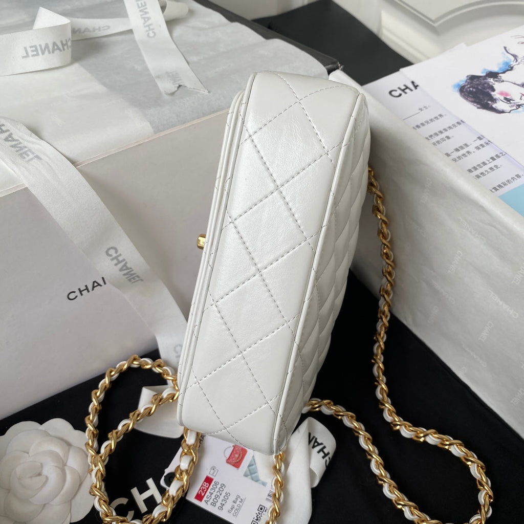 Chanel AS4306 Mini Flap Bag with top handle Lambskin White