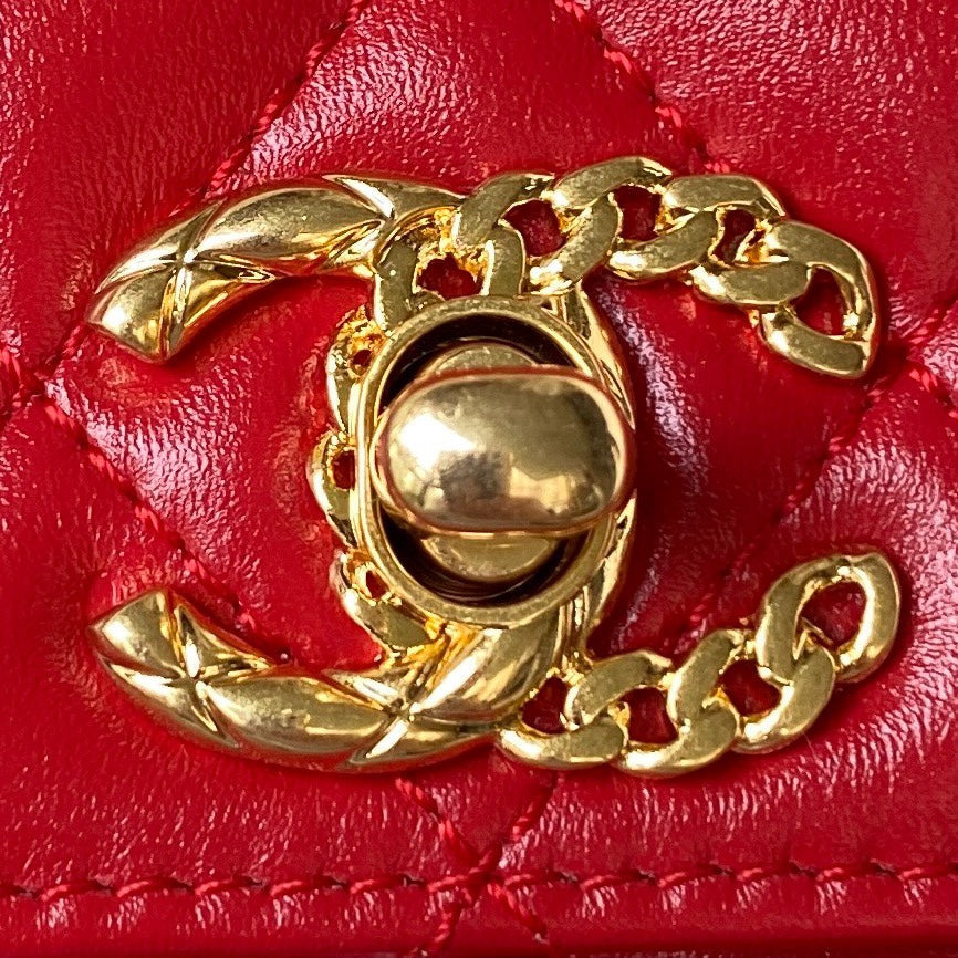 Chanel AS4307 Small Flap Bag with top handle Lambskin Red