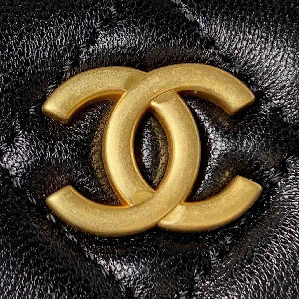 Chanel AS4378 Hobo handbag Shiny crumpled Black Lambskin gold-tone
