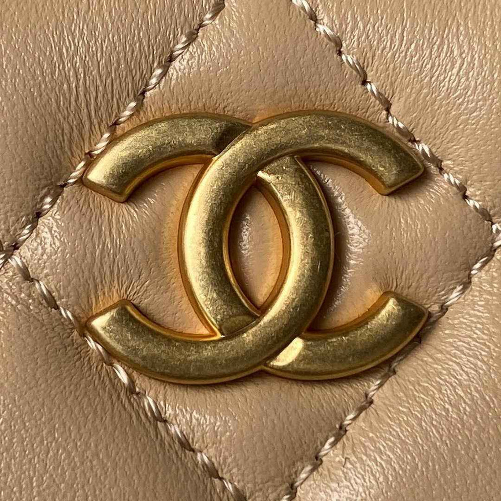 Chanel AS4378 Hobo handbag Shiny crumpled Apricot Lambskin gold-tone