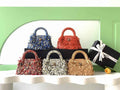 Chanel Mini Shopping Bag, AS4416 Raffia-Effect Fabric Blue