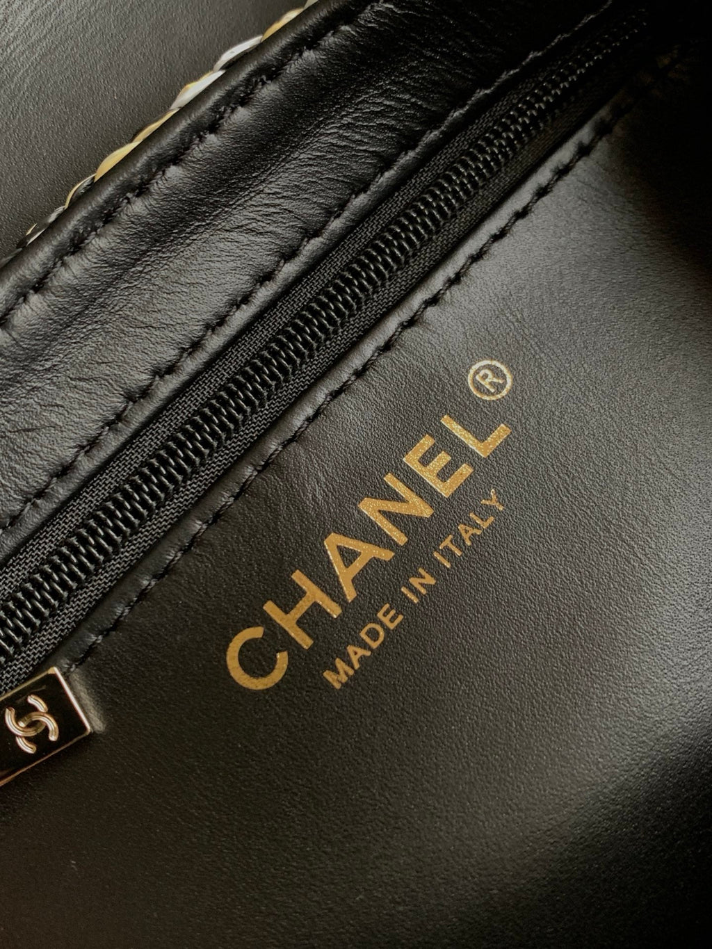 Chanel Mini Shopping Bag, AS4416 Raffia-Effect Fabric Beige