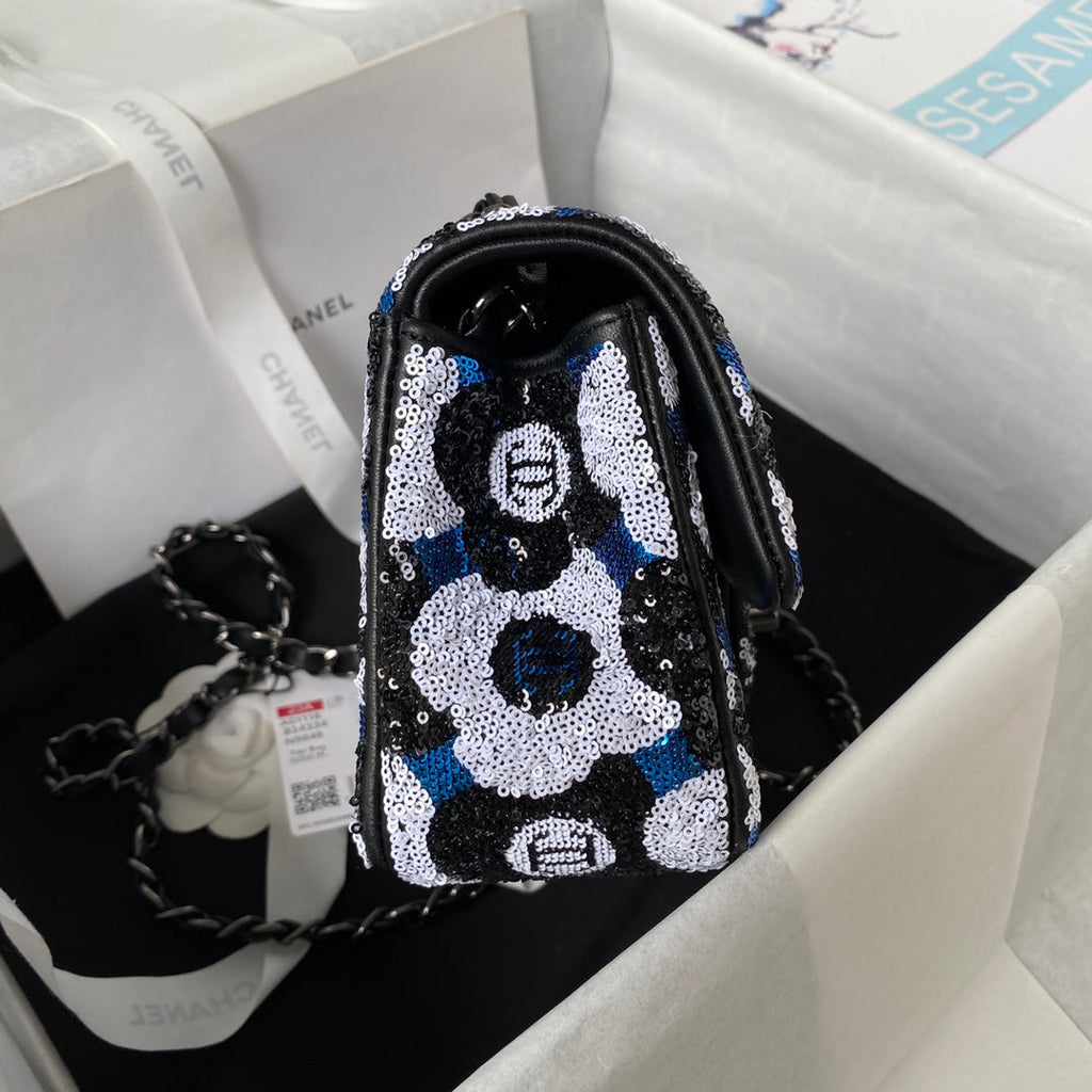 Chanel AS4418 Small Flap Bag Sequins Black