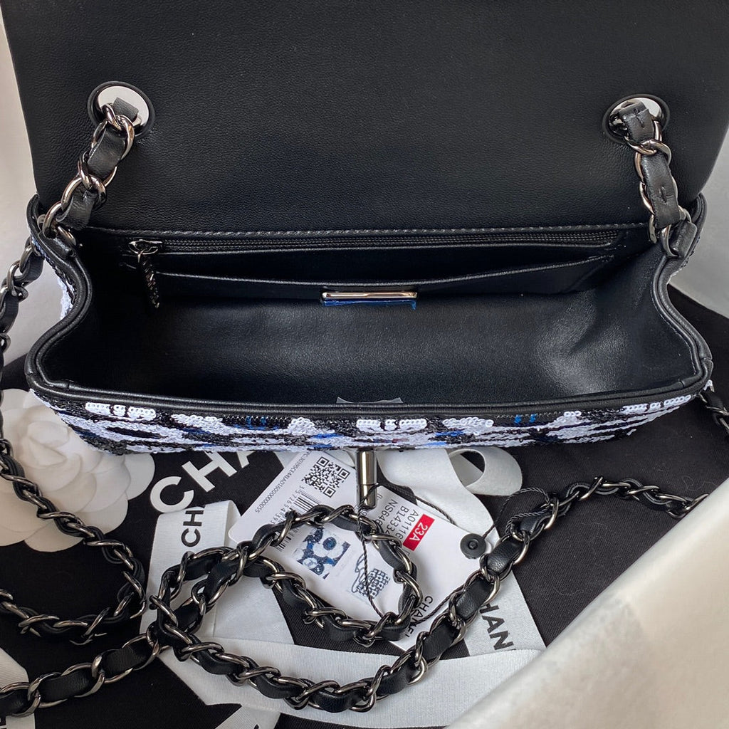 Chanel AS4418 Small Flap Bag Sequins Black