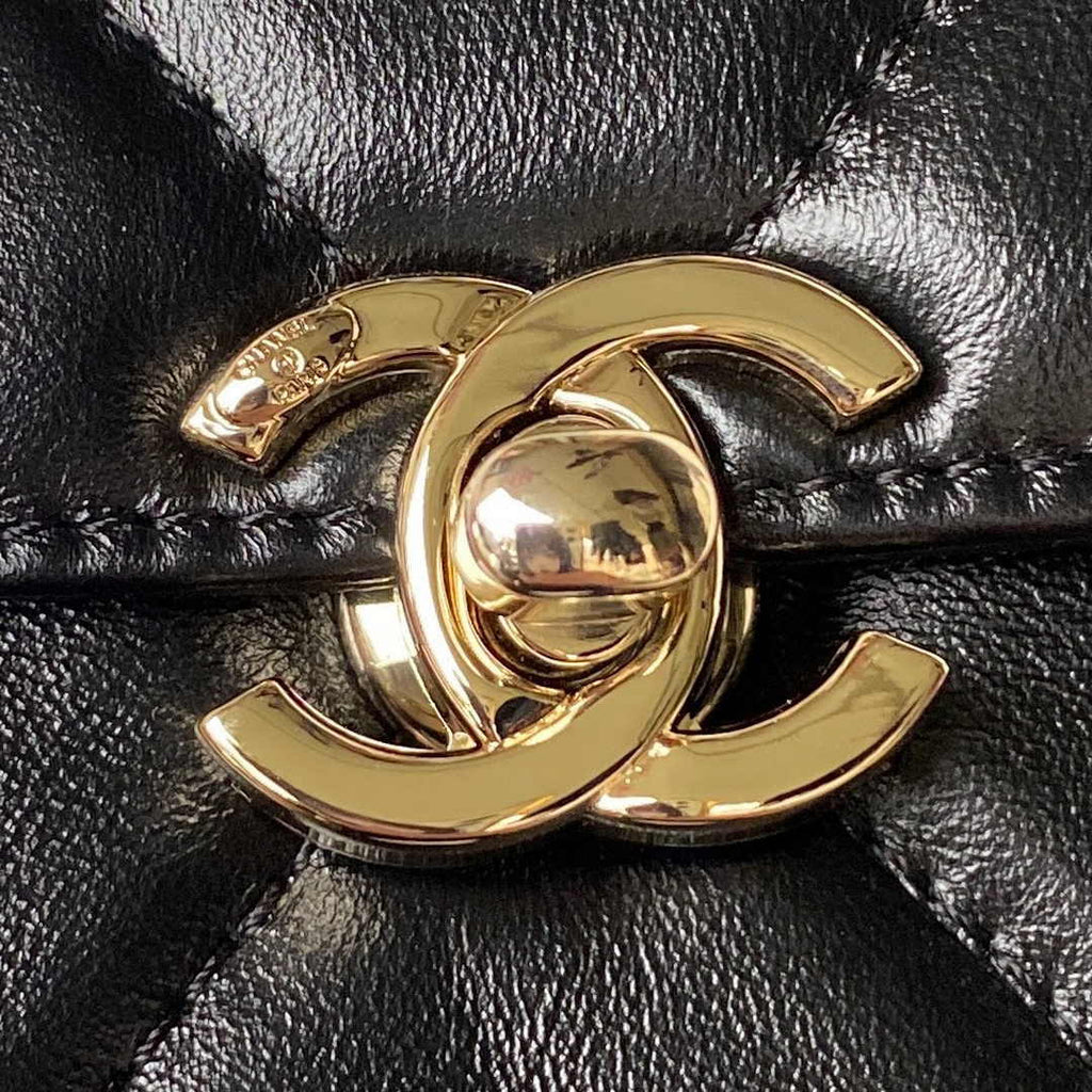 Chanel AS4470 Small Box Bag Lambskin gold-tone metal In Black
