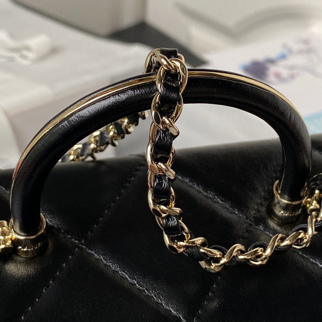 Chanel AS4470 Small Box Bag Lambskin gold-tone metal In Black