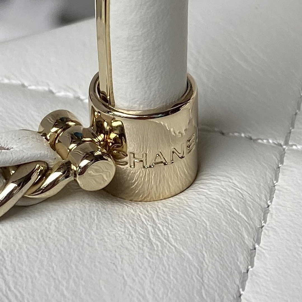 Chanel AS4470 Small Box Bag Lambskin gold-tone metal In White