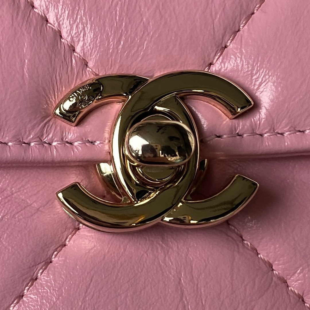 Chanel AS4470 Small Box Bag Lambskin gold-tone metal In Pink