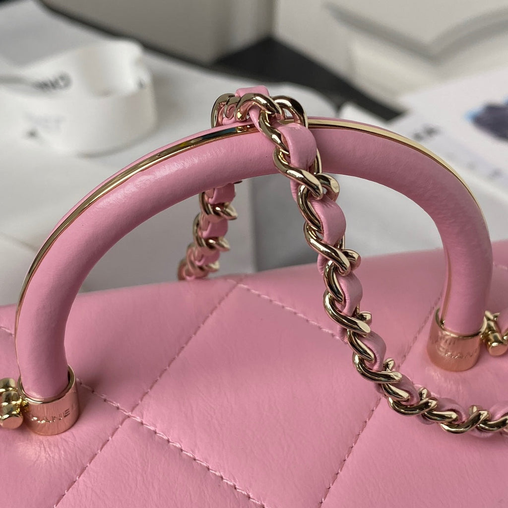 Chanel AS4470 Small Box Bag Lambskin gold-tone metal In Pink