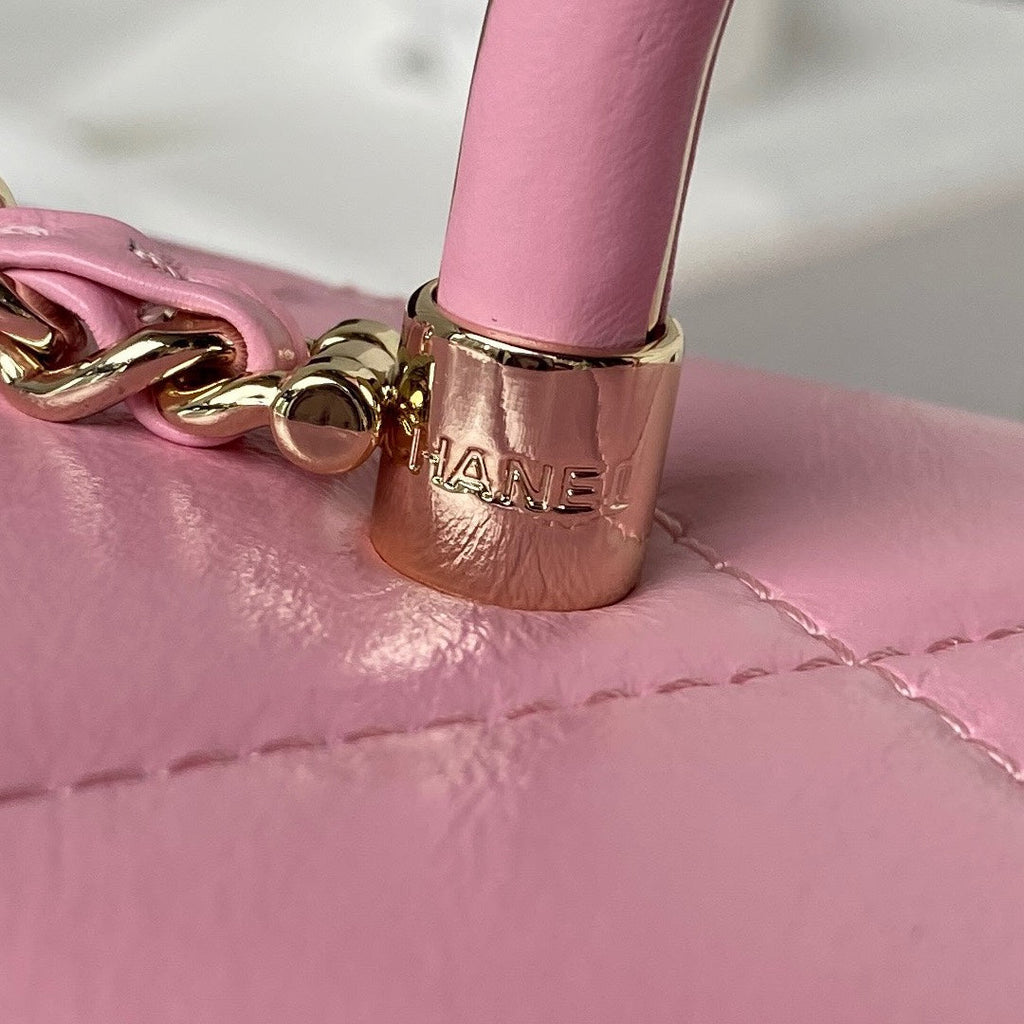 Chanel AS4470 Small Box Bag Lambskin gold-tone metal In Pink