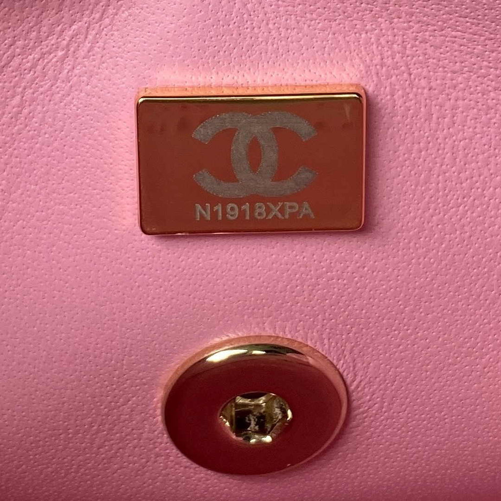 Chanel AS4470 Small Box Bag Lambskin gold-tone metal In Pink