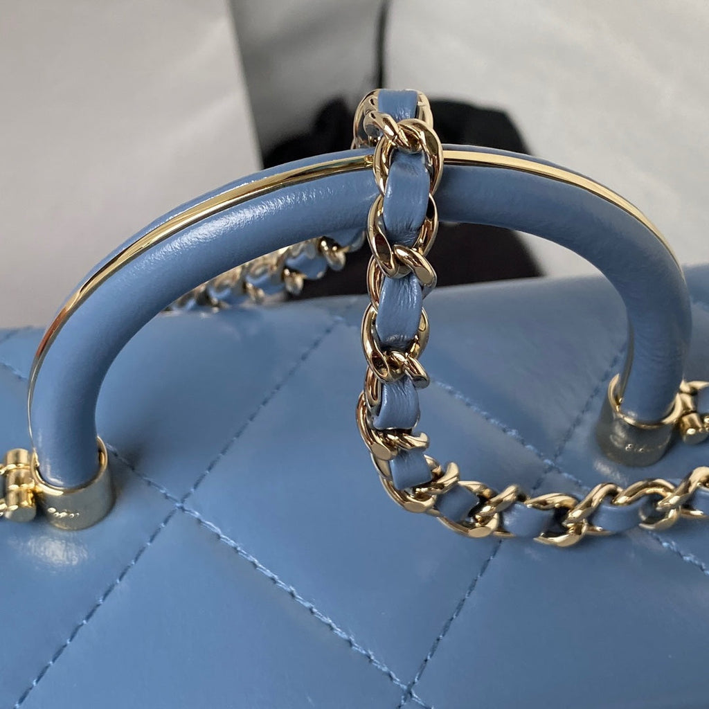 Chanel AS4470 Small Box Bag Lambskin gold-tone metal In Blue