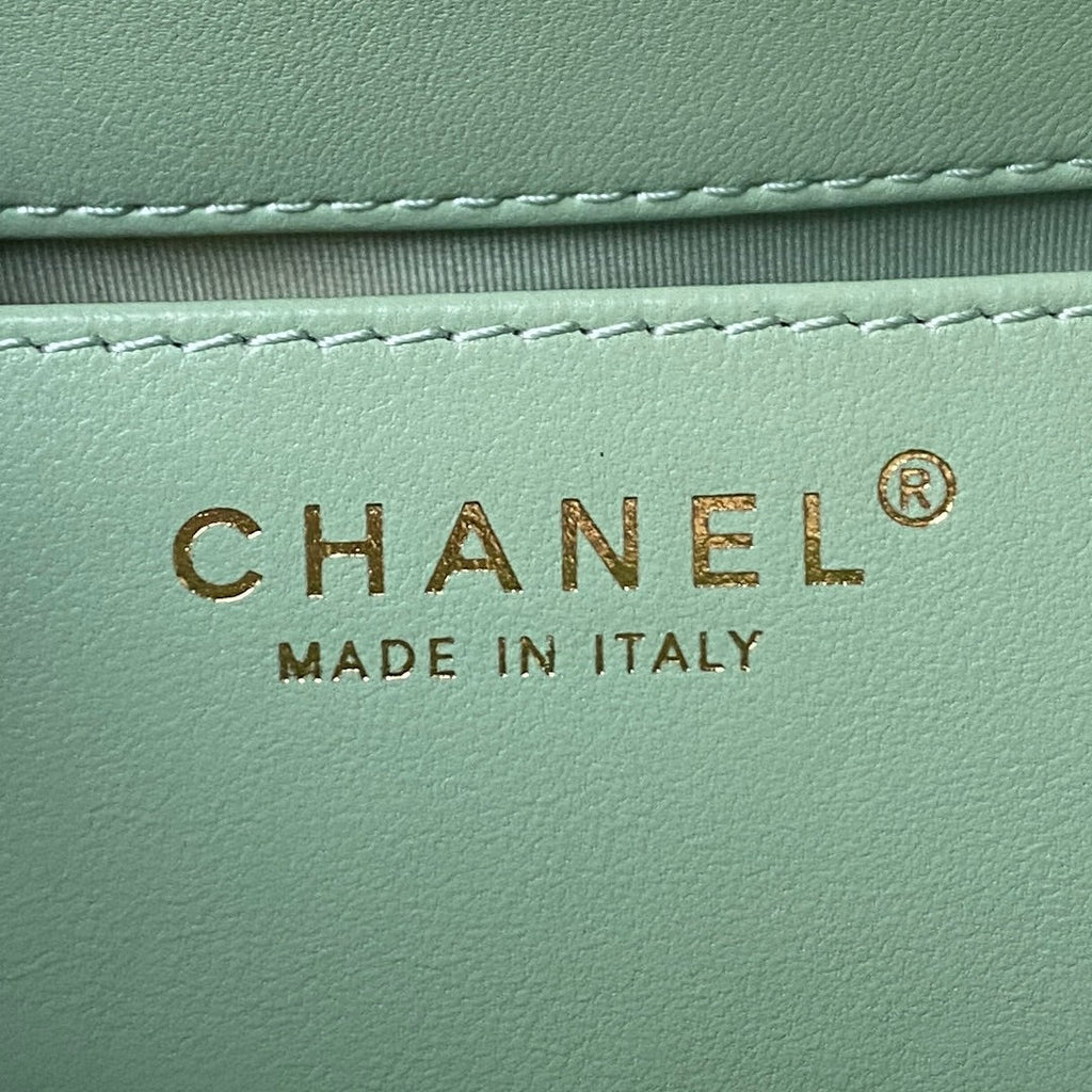 Chanel AS4596 Shoulder Bag Black Lambskin gold-tone metal Green
