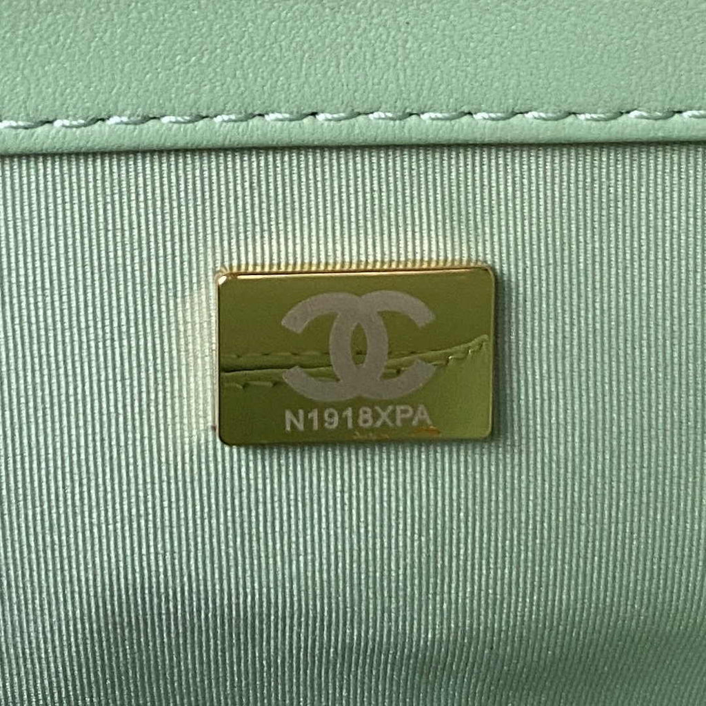 Chanel AS4596 Shoulder Bag Black Lambskin gold-tone metal Green