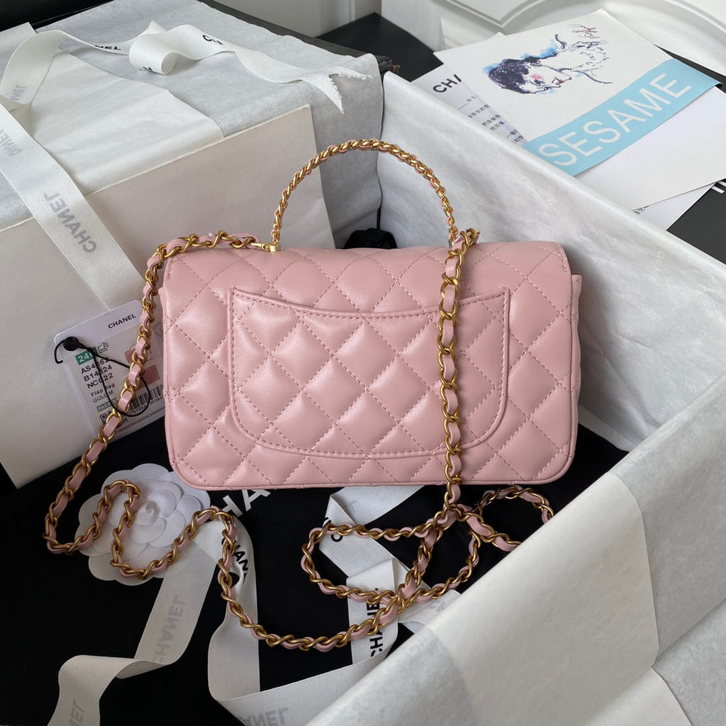 Chanel AS4362 Tote Flap Bag pink Lambskin Gold-tone metal
