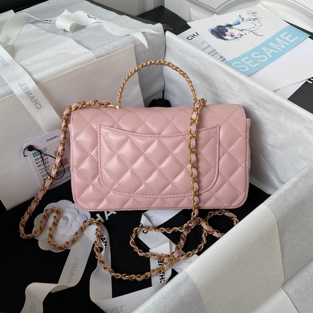 Chanel AS4362 Tote Flap Bag pink Lambskin Gold-tone metal