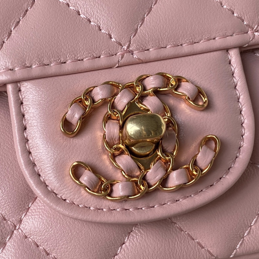 Chanel AS4362 Tote Flap Bag pink Lambskin Gold-tone metal