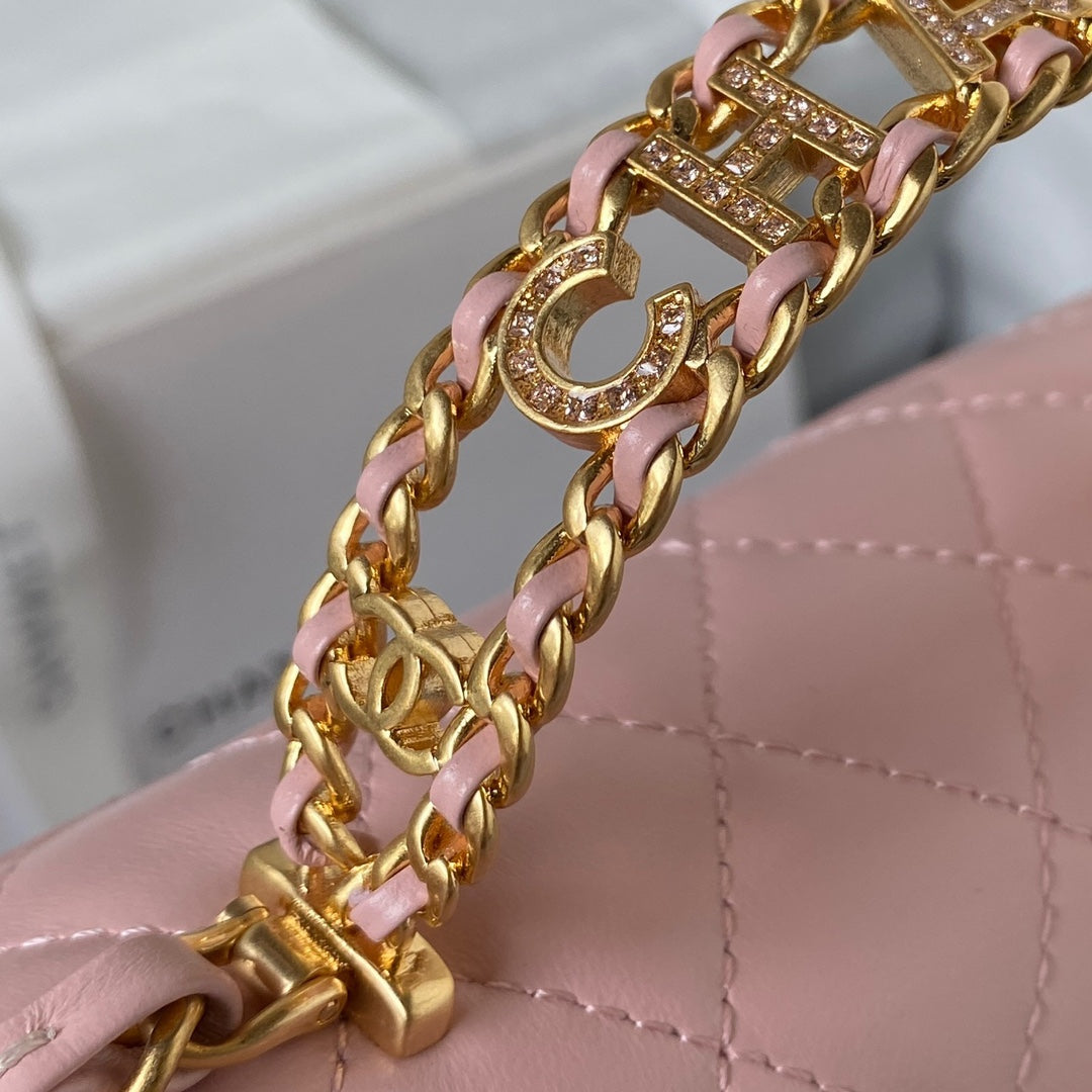 Chanel AS4362 Tote Flap Bag pink Lambskin Gold-tone metal