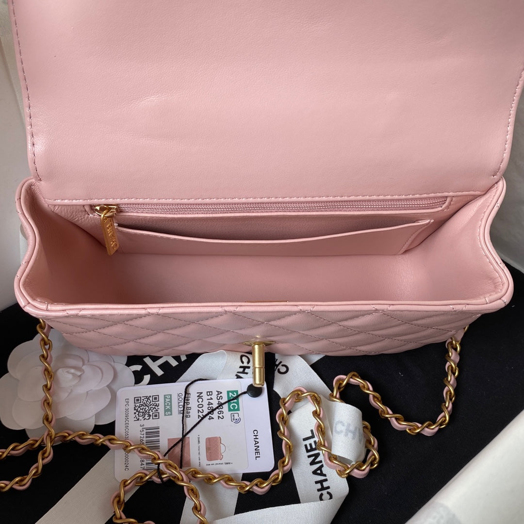 Chanel AS4362 Tote Flap Bag pink Lambskin Gold-tone metal