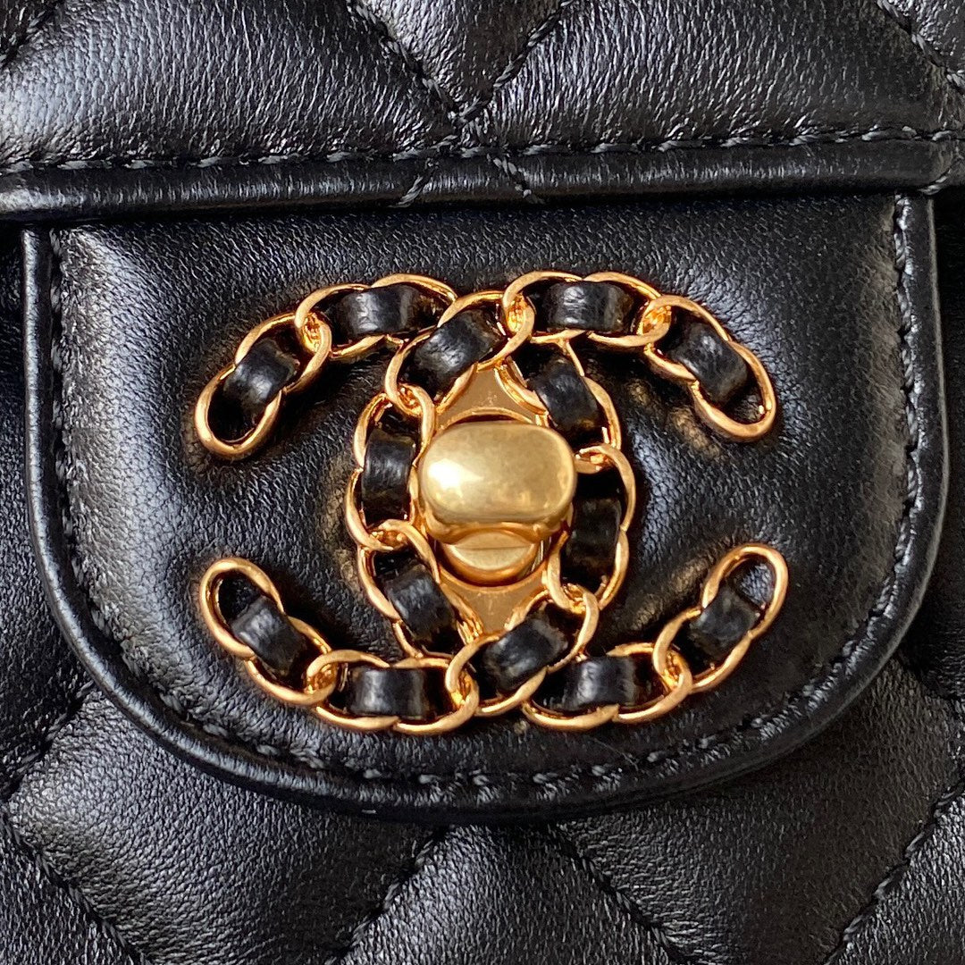 Chanel AS4362 Tote Flap Bag black Lambskin Gold-tone metal