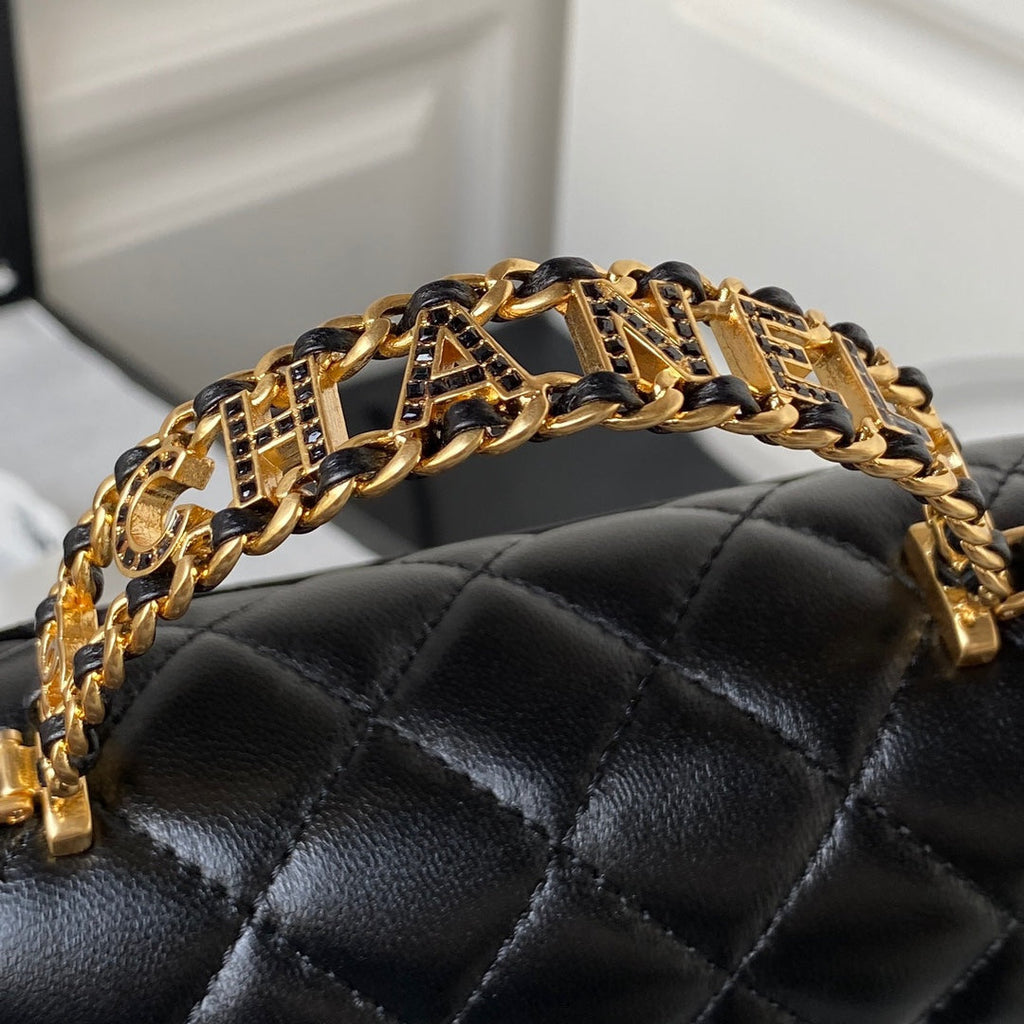 Chanel AS4362 Tote Flap Bag black Lambskin Gold-tone metal