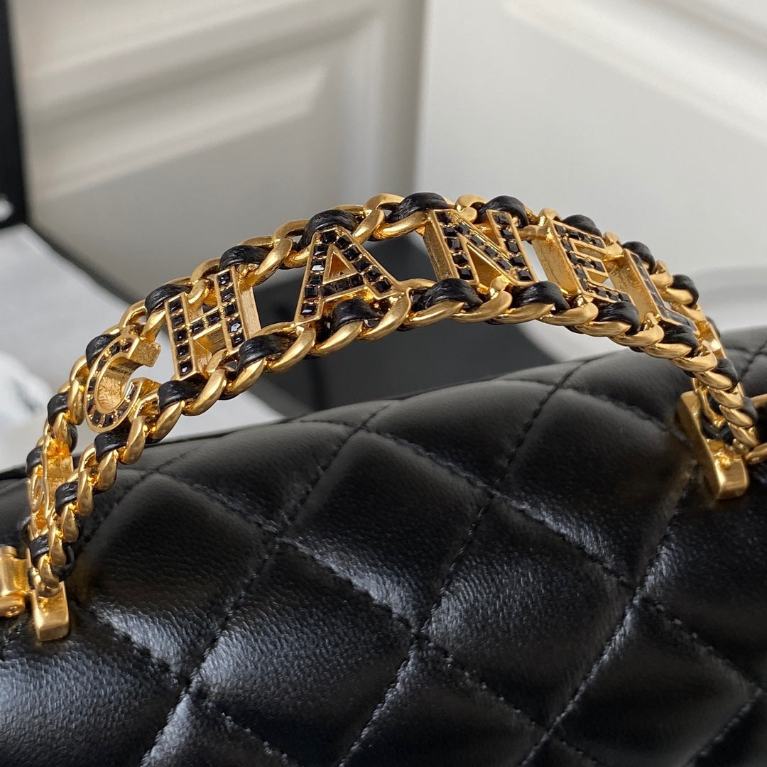 Chanel AS4362 Tote Flap Bag black Lambskin Gold-tone metal