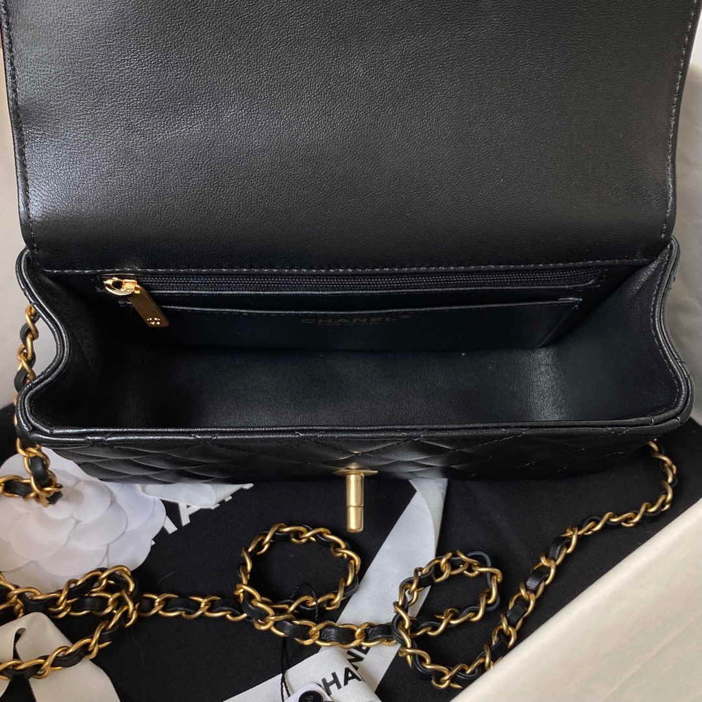 Chanel AS4362 Tote Flap Bag black Lambskin Gold-tone metal