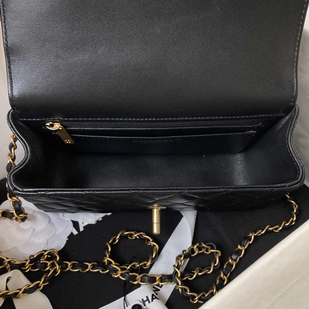 Chanel AS4362 Tote Flap Bag black Lambskin Gold-tone metal