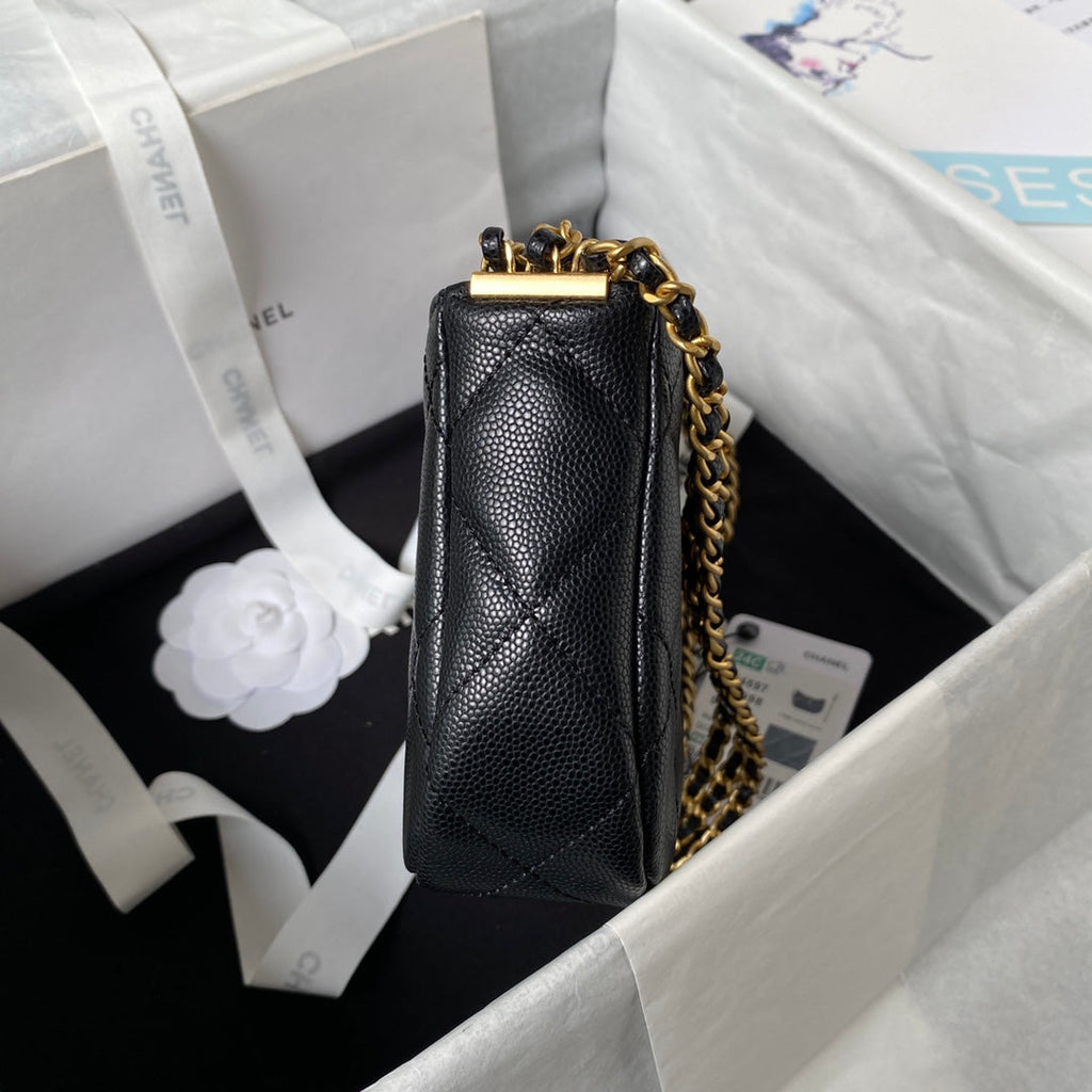 Chanel AS4597 Small Hobo Bag Grained Calfskin Black