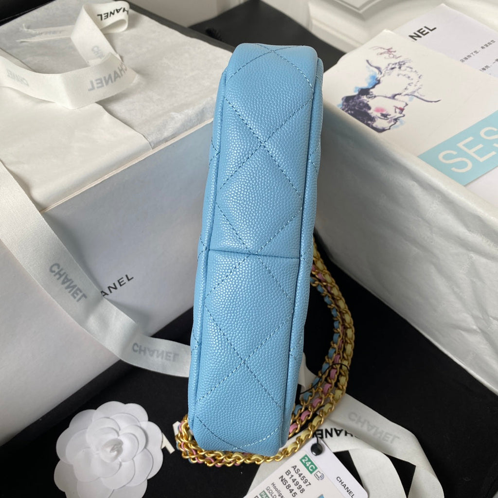 Chanel AS4597 Small Hobo Bag Grained Calfskin Blue