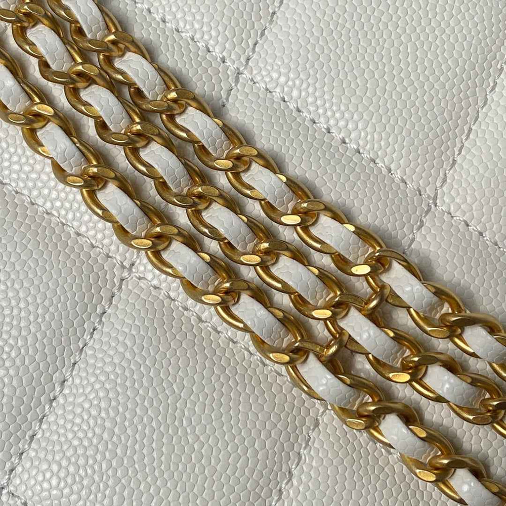 Chanel AS4597 Small Hobo Bag Grained Calfskin White