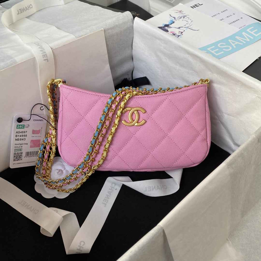 Chanel AS4597 Small Hobo Bag Grained Calfskin Pink