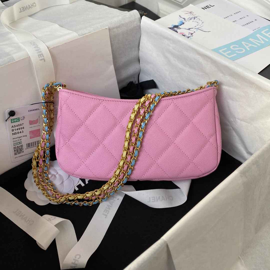 Chanel AS4597 Small Hobo Bag Grained Calfskin Pink