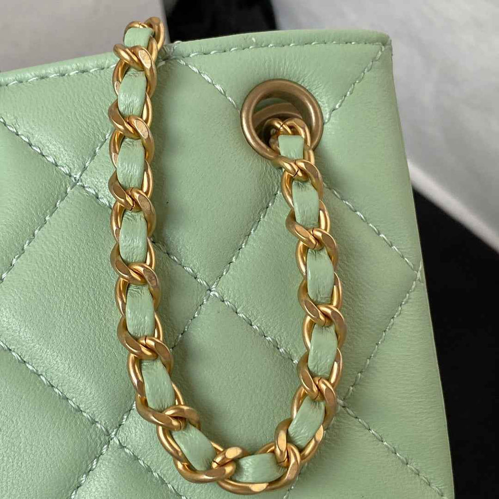 Chanel AS4603 Small Baguette bag Lambskin gold-tone metal Green