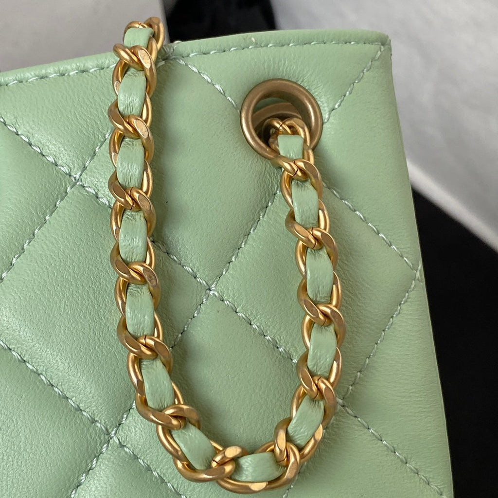 Chanel AS4603 Small Baguette bag Lambskin gold-tone metal Green